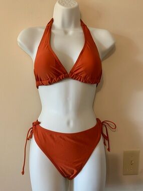 Rust Halter Tie-Side Bikini Set - Classic Rust